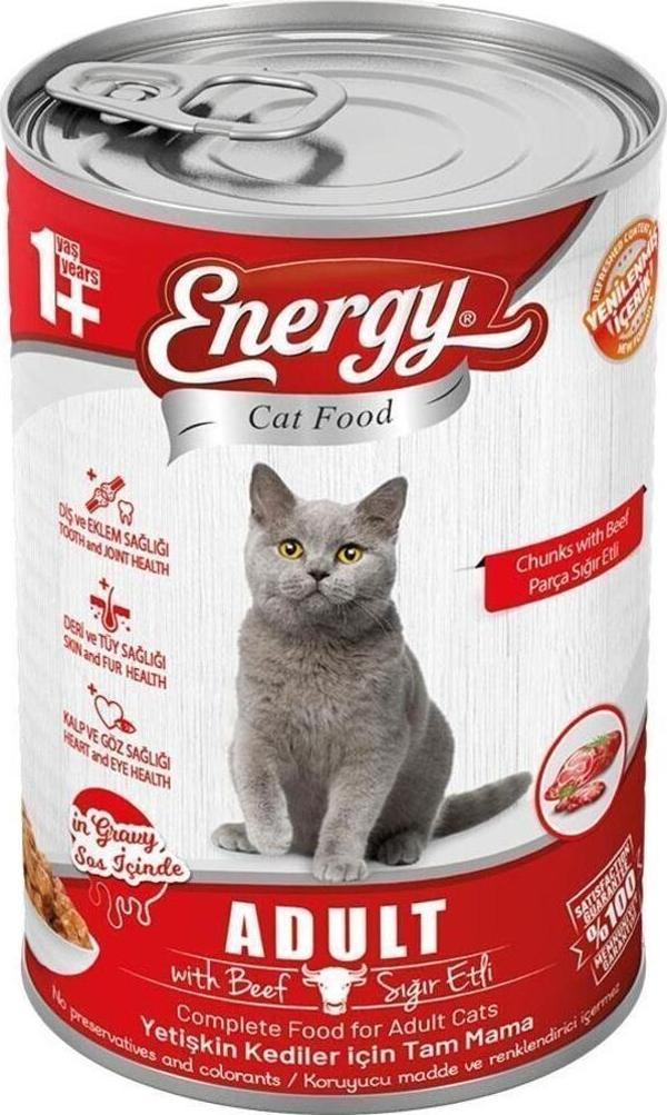 Pet Food Energy Sığır Etli Yetişkin Yaş Konserve Kedi Maması 400 G - Image 1