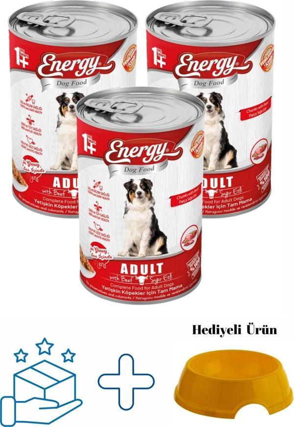 Pet Food Energy Sığır Etli Yetişkin Yaş Konserve Köpek Maması 400 G - 3 Adet - Image 1