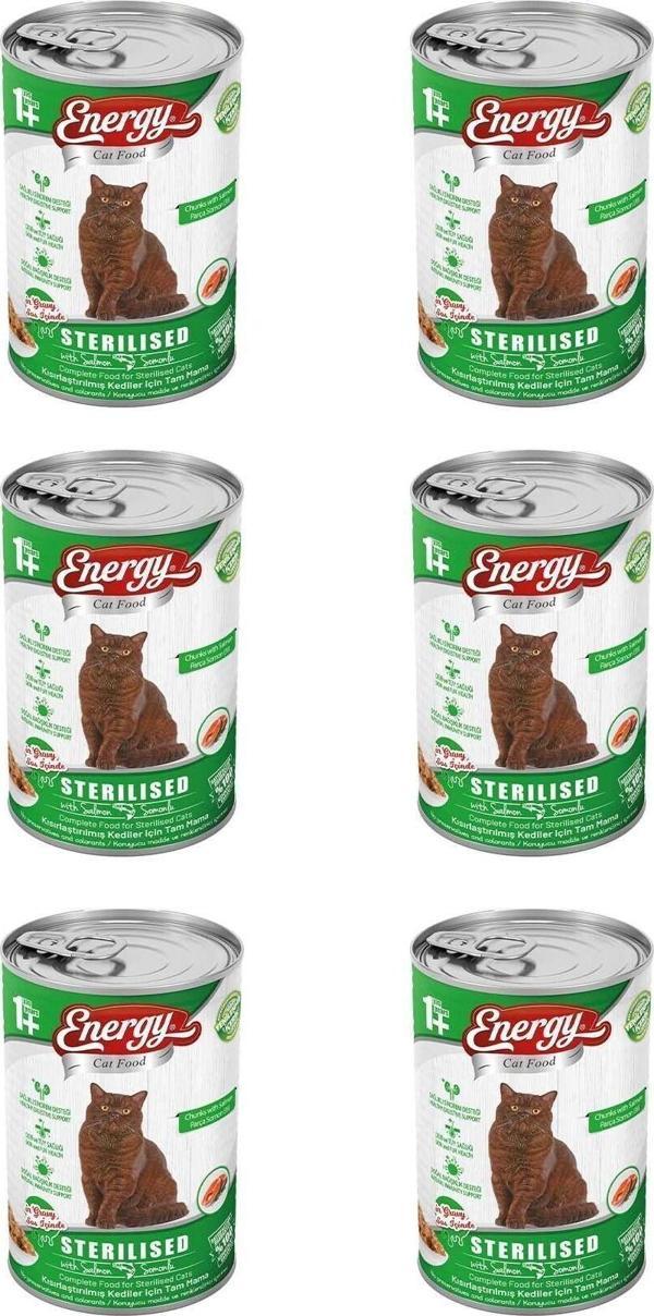 Pet Food Energy Somonlu Kısırlaştırılmış Yaş Kedi Maması 400 G Özel Koli 6 Adet - Image 1