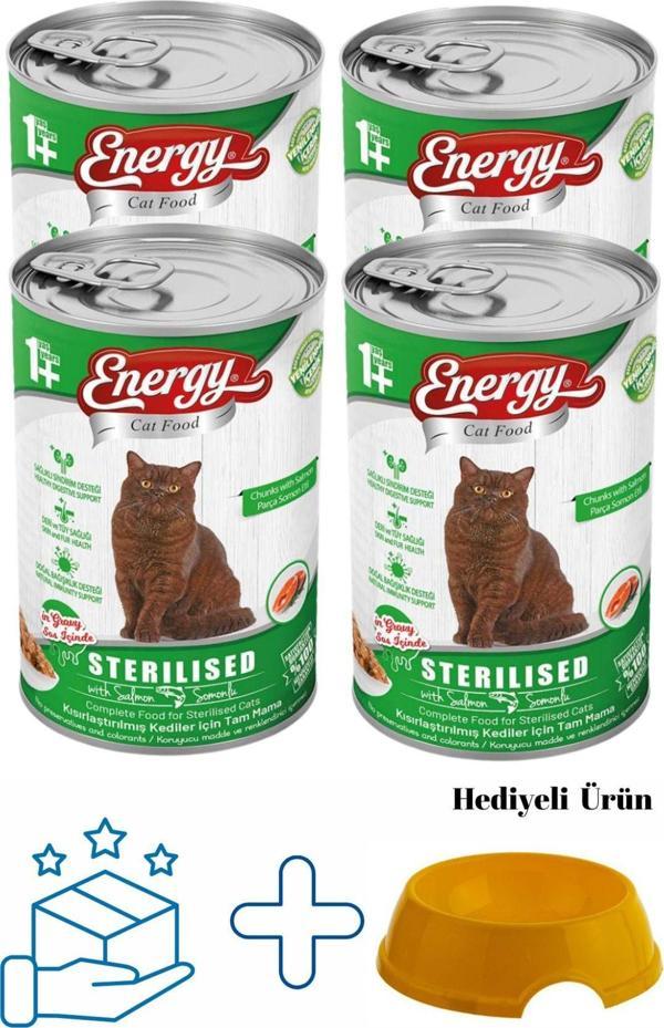 Pet Food Energy Somonlu Kısırlaştırılmış Yaş Konserve Kedi Maması 400 G - 4 Adet - Image 1