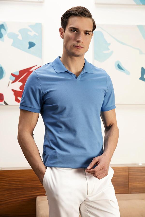 Buratti Regular Fit Pamuklu Erkek Polo Yaka T Shirt 5902141 KOYU MAVİ - Image 1