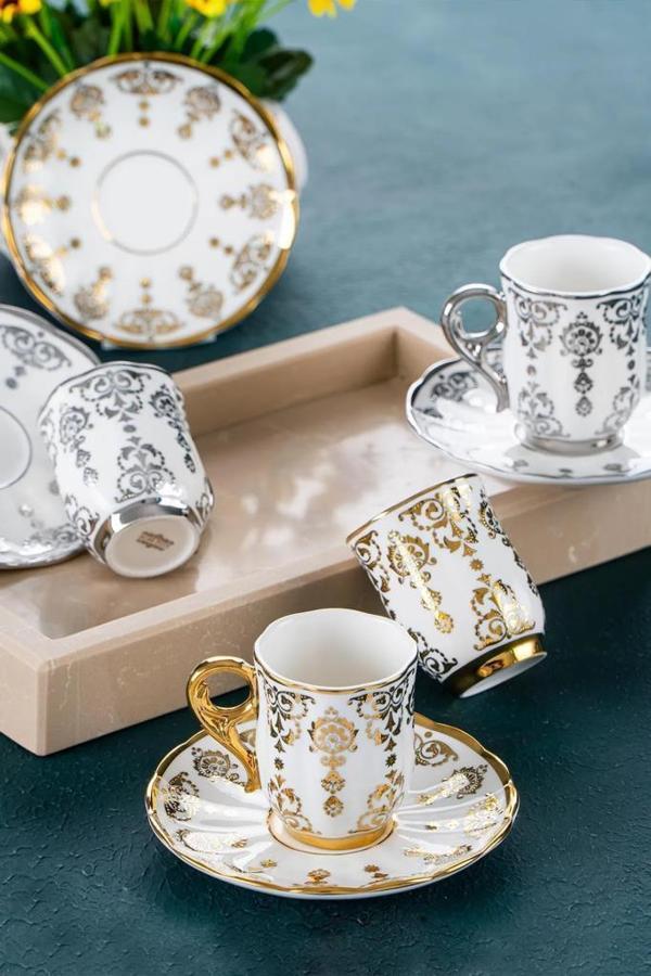 Acar Aries 6 Lı Kahve Fincan Takımı Gold Silver - Image 1