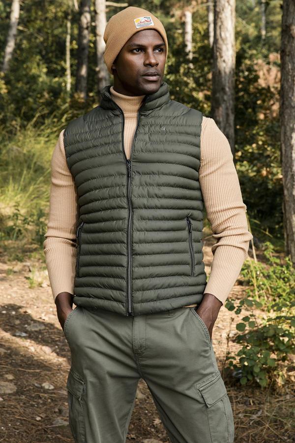Buratti Slim Fit Suya ve Rüzgara Dayanıklı Dik Yaka Konforlu Şişme Erkek Yelek 649020 HAKİ - Image 1
