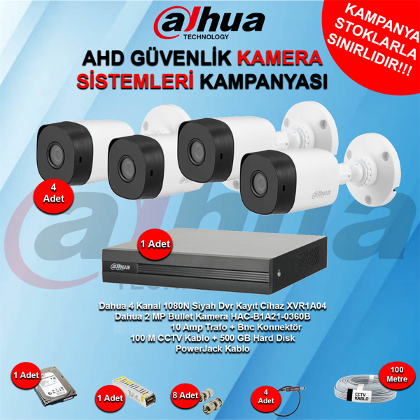 Dahua 4 Kanal Bullet Ahd Güvenlik Kamera Kampanya Seti - Image 1
