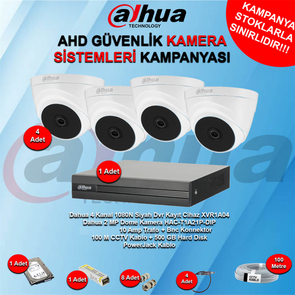 Dahua 4 Kanal Dome Ahd Güvenlik Kamera Kampanya Seti - Image 1