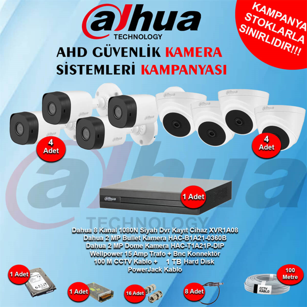 Dahua 8 Kanal Ahd Güvenlik Kamera Kampanya Seti - Image 1