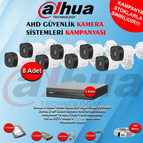Dahua 8 Kanal Bullet Ahd Güvenlik Kamera Kampanya Seti - Image 1