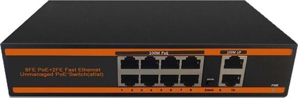 Novacom ND1P802LF 8 Port 10/100 Poe 2 Port Uplink Switch 150W - Image 1