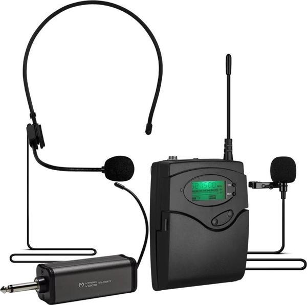 Magicvoice MV-1303Y Kablosuz 1 Yaka+1 Headset Telsiz Mikrofon - Image 1