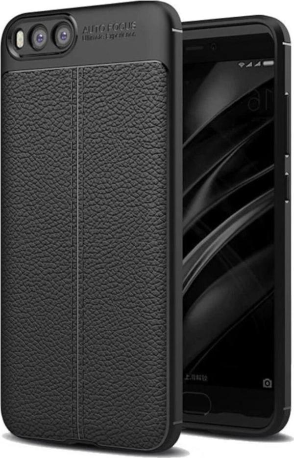 KZY İletişim Xiaomi Mi 6 Kılıf Darbe Korumalı Deri Görünümlü Silikon Arka Kapak - Siyah - Image 1