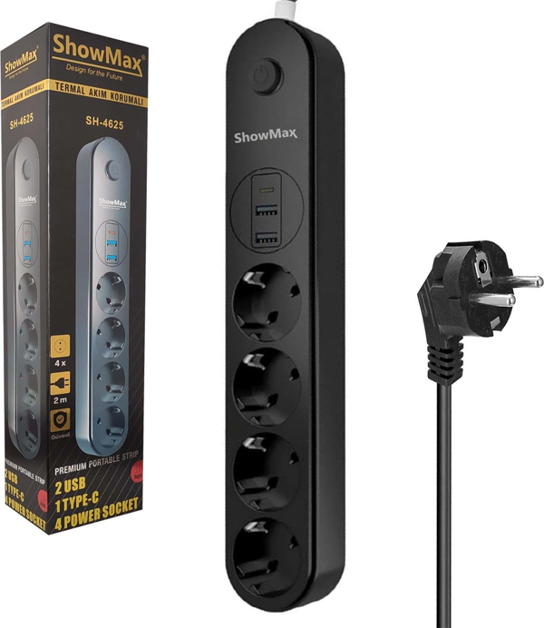 Showmax SH-4625 Termal Akım Korumalı 2 Metre Priz - Image 1
