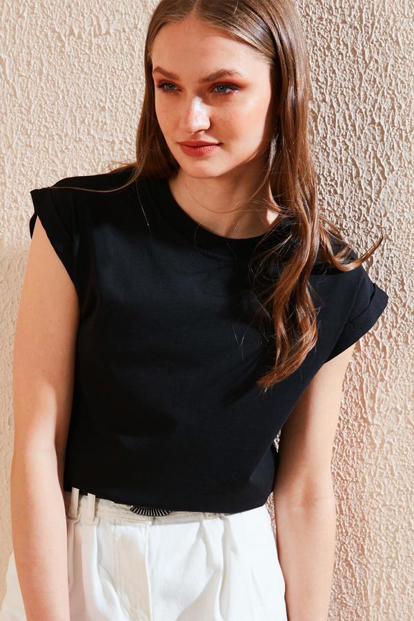 Lela Bisiklet Yaka % 100 Pamuk Basic Bayan T Shirt 5864121 SİYAH - Image 1