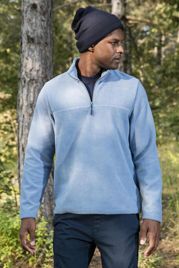 Buratti Slim Fit Yarım Fermuarlı Yumuşak Dokulu Şardonlu Kışlık Erkek Polar 59060011 KOYU MAVİ - Image 1