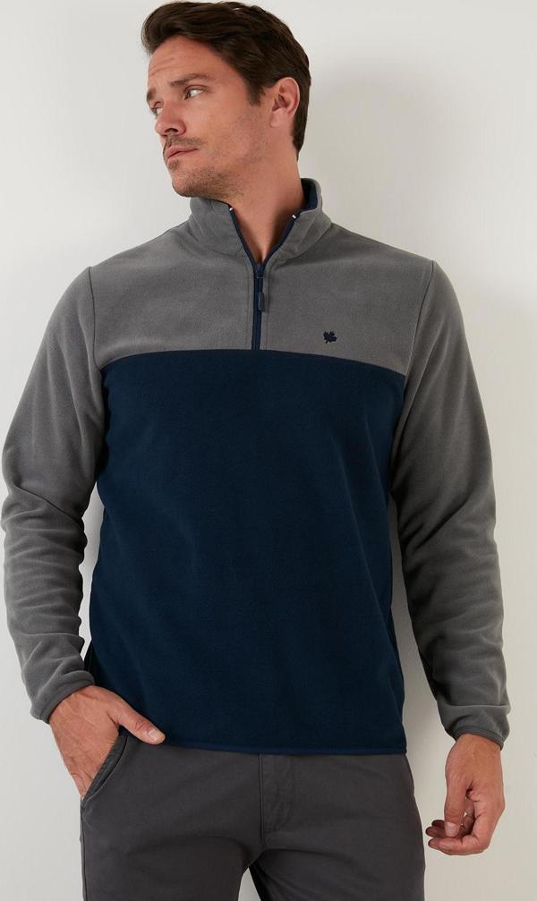 Buratti Regular Fit Anti-Pilling Tüylenme Yapmayan Dik Yaka Kışlık Şardonlu Erkek Polar 5906016 GRİ - Image 1