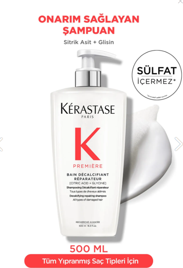 Kerastase Premiere Bain Decalcifiant Reparateur Yıpranmış Saçlar için Onarım Sağlayan Şampuan 500ml - Image 1
