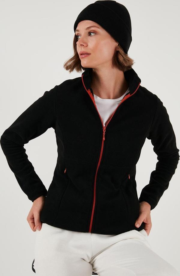Lela Slim Fit Anti-Pilling Tüylenme Yapmayan Fermuarlı  Polar Bayan Hırka 5907012 SİYAH - Image 1