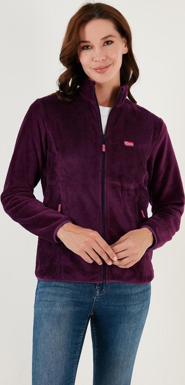 Lela Slim Fit Anti-Pilling Tüylenme Yapmayan Yumuşak Dokulu Fermuarlı Polar Bayan Hırka 5907017 MÜRDÜM - Image 1