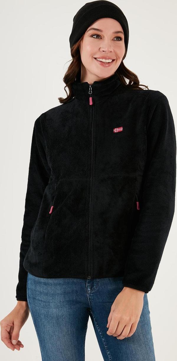 Lela Slim Fit Anti-Pilling Tüylenme Yapmayan Yumuşak Dokulu Fermuarlı Polar Bayan Hırka 5907017 SİYAH - Image 1