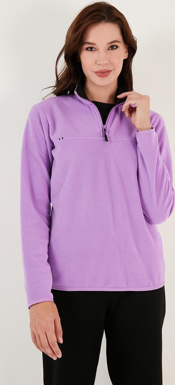 Lela Slim Fit Yumuşak Dokulu Anti-Pilling Tüylenme Yapmayan Yarım Fermuarlı Bayan Polar 5907000 LİLA - Image 1