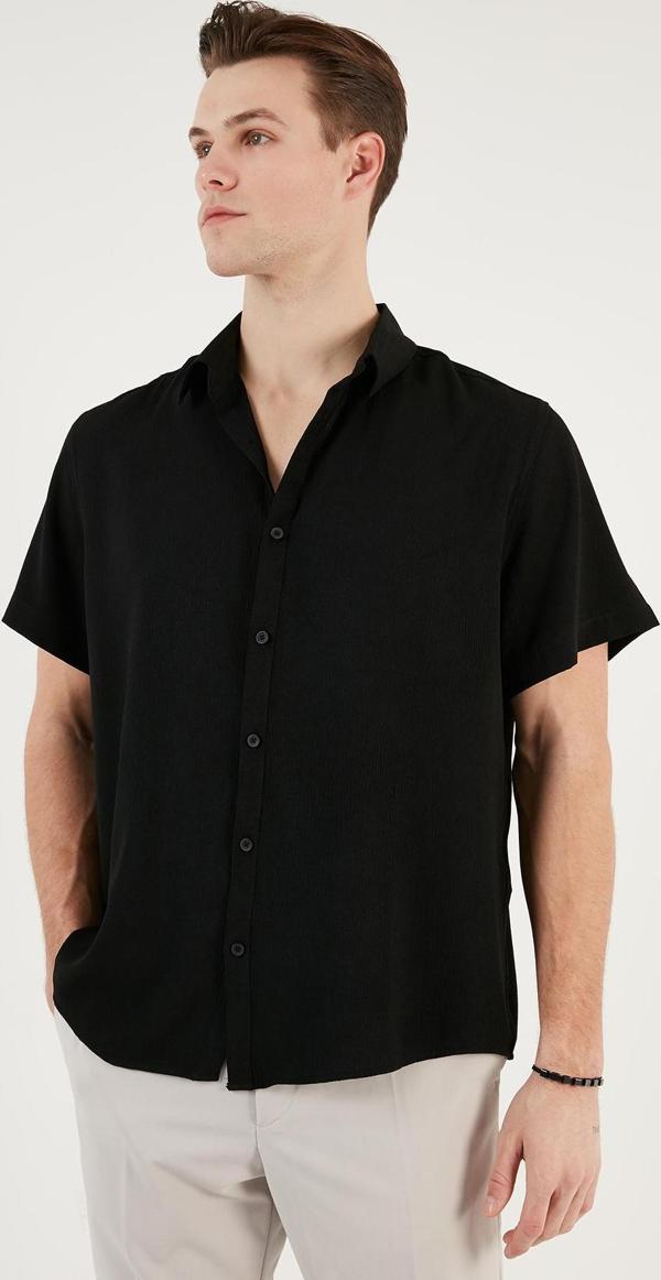 Buratti Pamuk Karışımlı Kısa Kollu Regular Fit Erkek Gömlek CF23S113139 SİYAH - Image 1