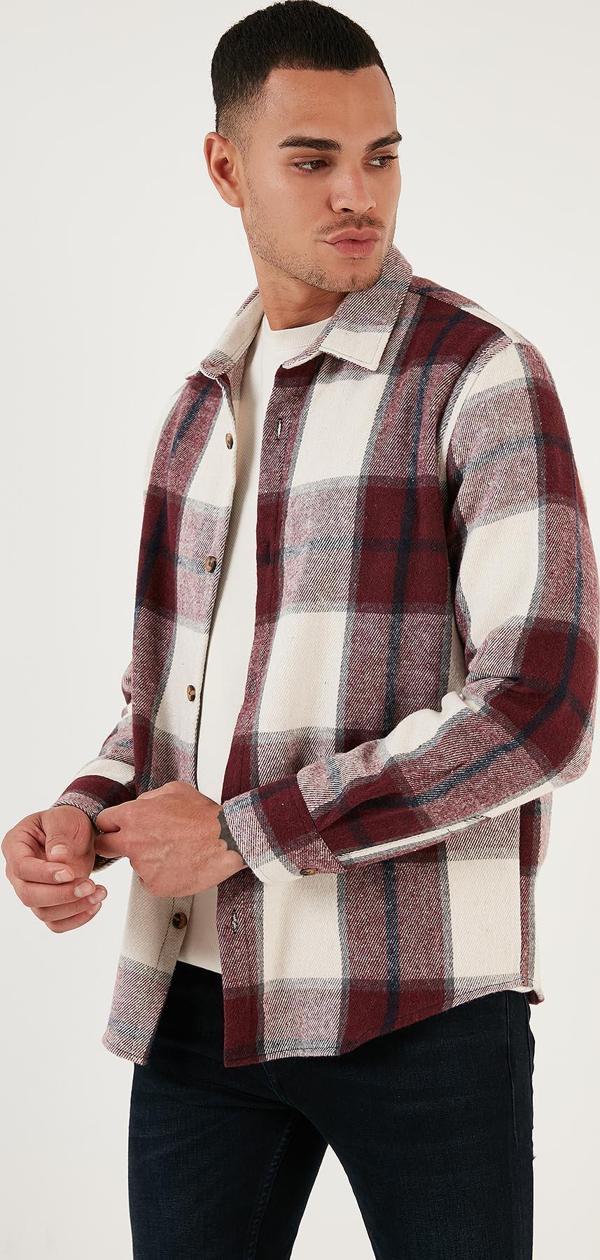 Buratti Ekoseli Regular Fit Kışlık Erkek Gömlek CF24W129000 BORDO - Image 1