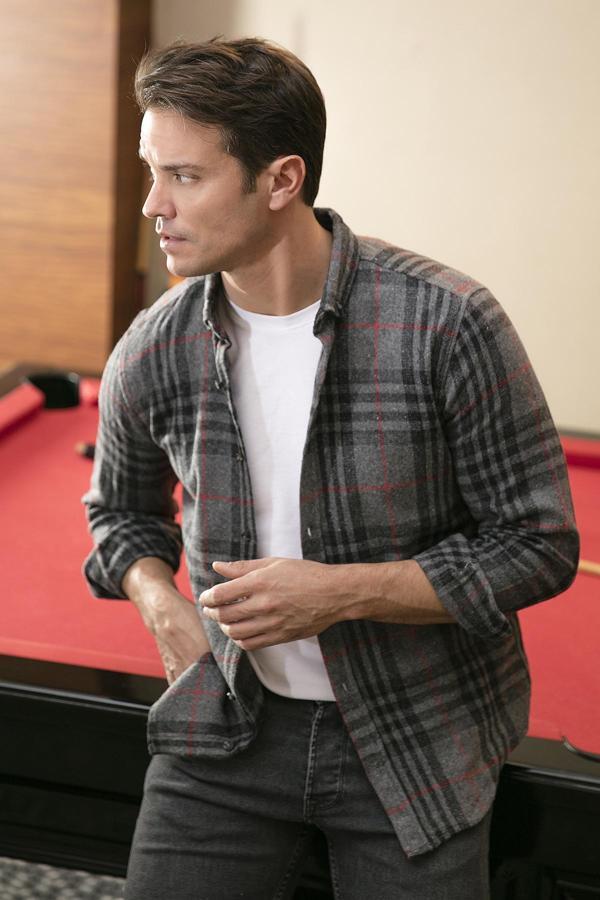 Buratti Ekoseli Uzun Kollu Slim Fit Kışlık Erkek Gömlek CF21W112844 ANTRASİT - Image 1