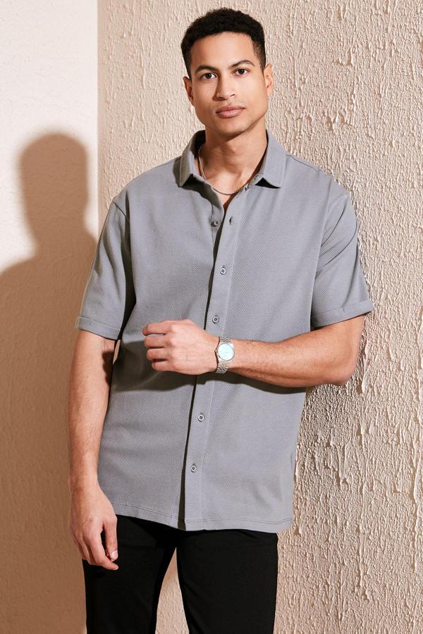 Buratti Pamuklu Regular Fit Kısa Kollu Erkek Gömlek 5902724 AÇIK HAKİ - Image 1