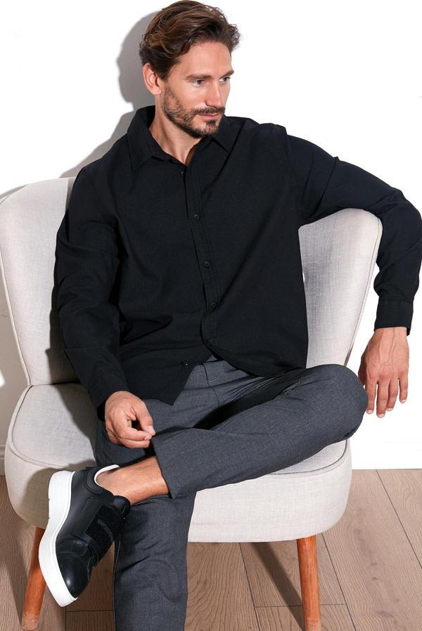 Buratti Streç Pamuklu Regular Fit Erkek Gömlek CF25W128861 SİYAH - Image 1