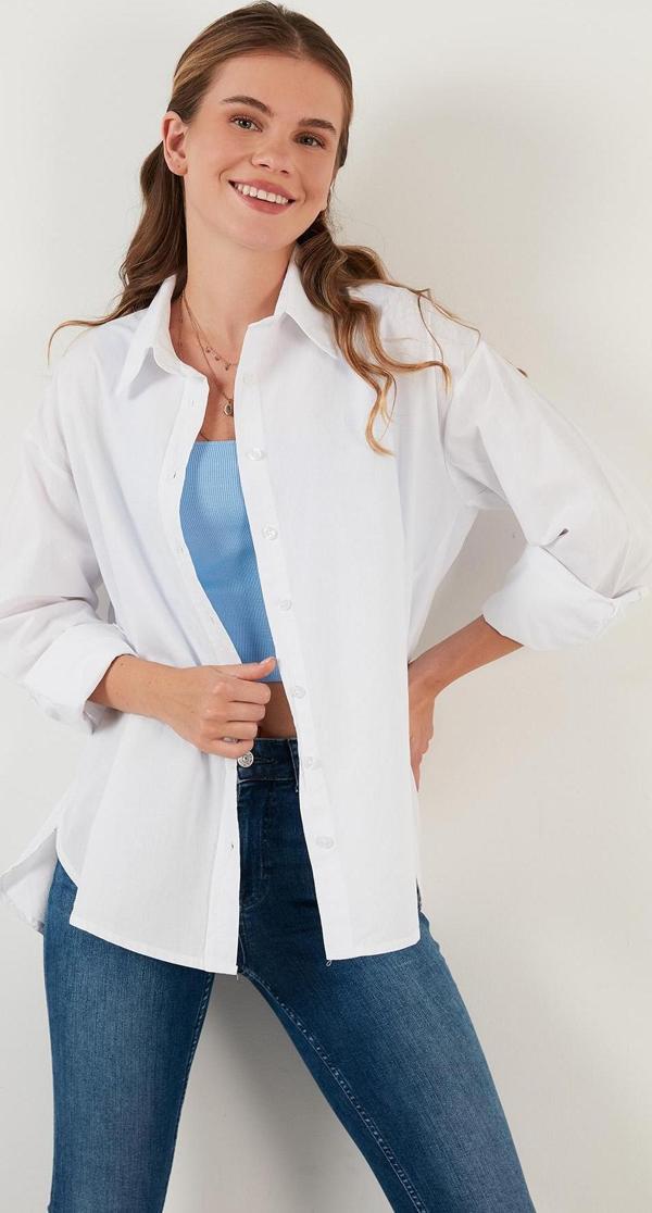 Lela Oversize % 100 Pamuk Poplin Bayan Gömlek CF21S163867 BEYAZ - Image 1