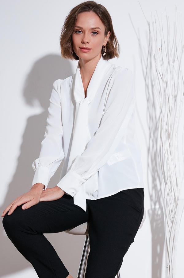 Lela Regular Fit Bağlama Detaylı V Yaka Bayan Gömlek 611GO0202 EKRU - Image 1