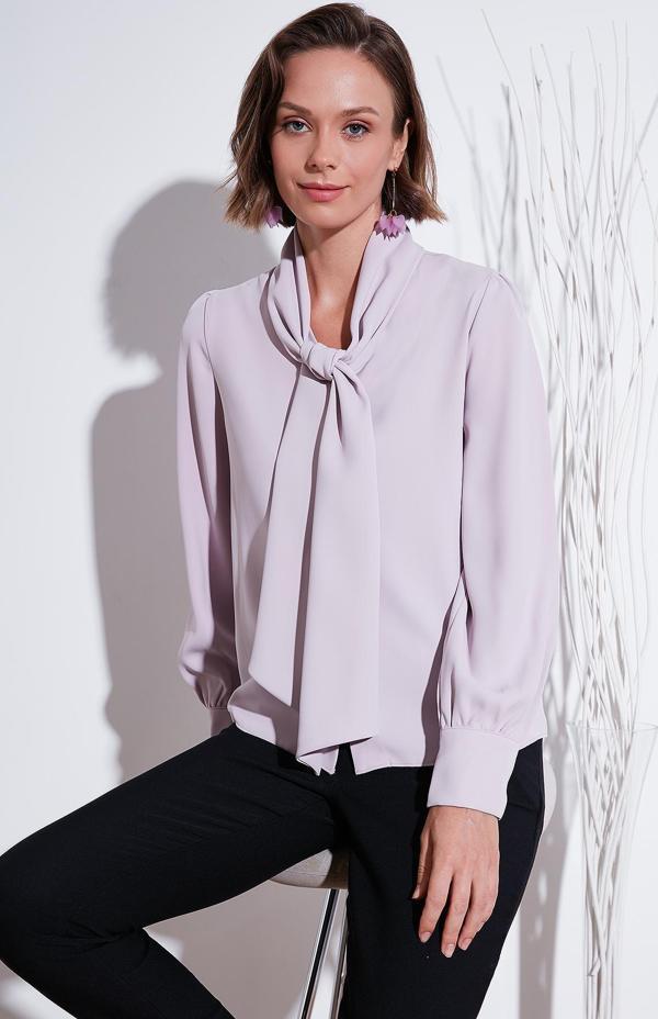 Lela Regular Fit Bağlama Detaylı V Yaka Bayan Gömlek 611GO0202 PUDRA - Image 1