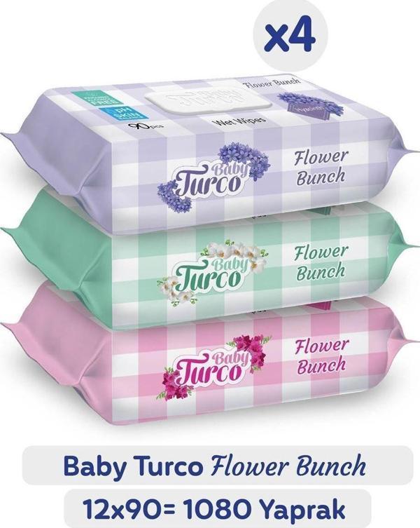 Baby Turco Flower Bunch Islak Havlu 12X90 (1080 Yaprak) - Image 1