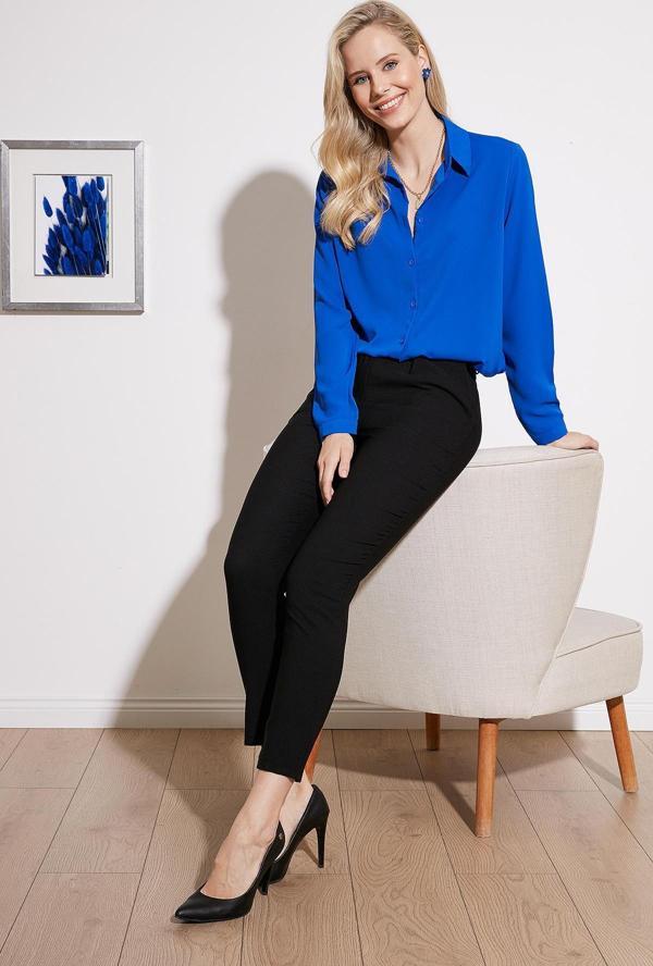 Lela Rahat Kesim Arkası Uzun Bayan Gömlek 6118728 SAKS - Image 1