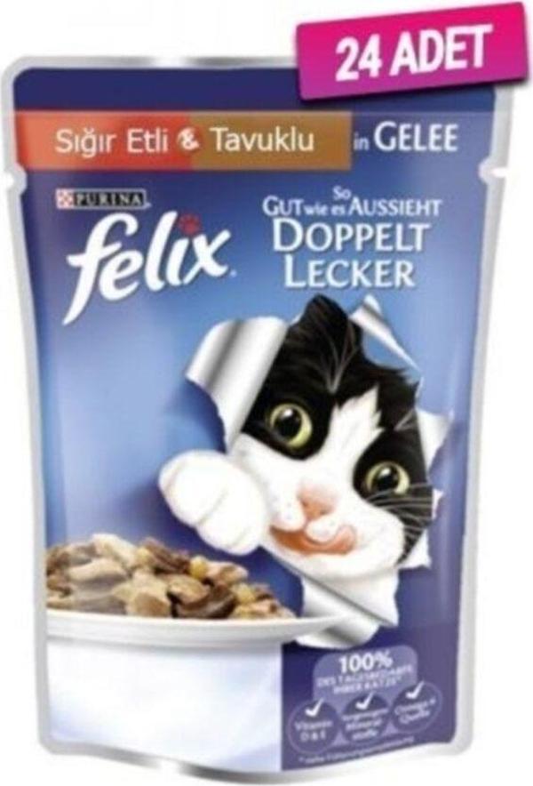 Felix 24 Adet  Sığır Etli Ve Tavuklu Yetişkin Kedi Konservesi - Image 1
