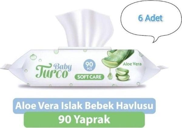 Baby Turco Soft Care Aloe Vera Islak Mendil 90 Lı Paket 6 Adet 540 Yaprak - Image 1