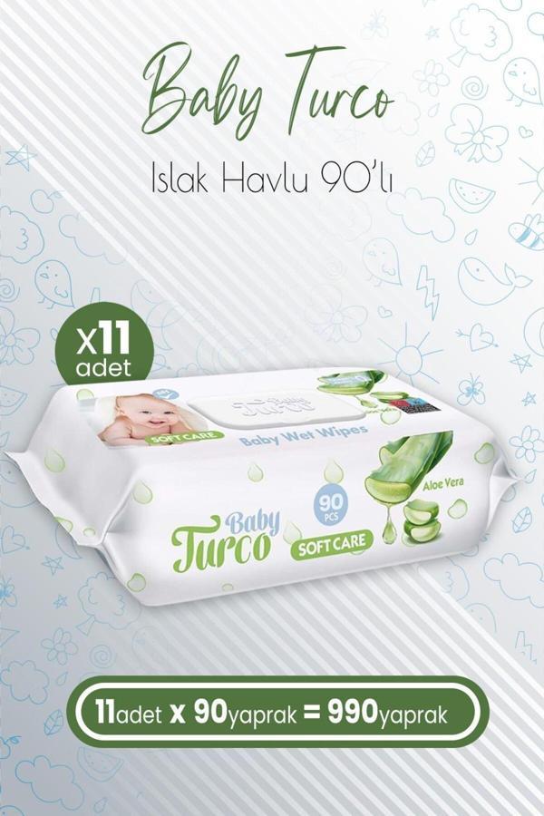 Baby Turco Soft Care Bebek Islak Havlu Aloe Vera 90' Lı X 11 Adet (990 Yaprak) - Image 1