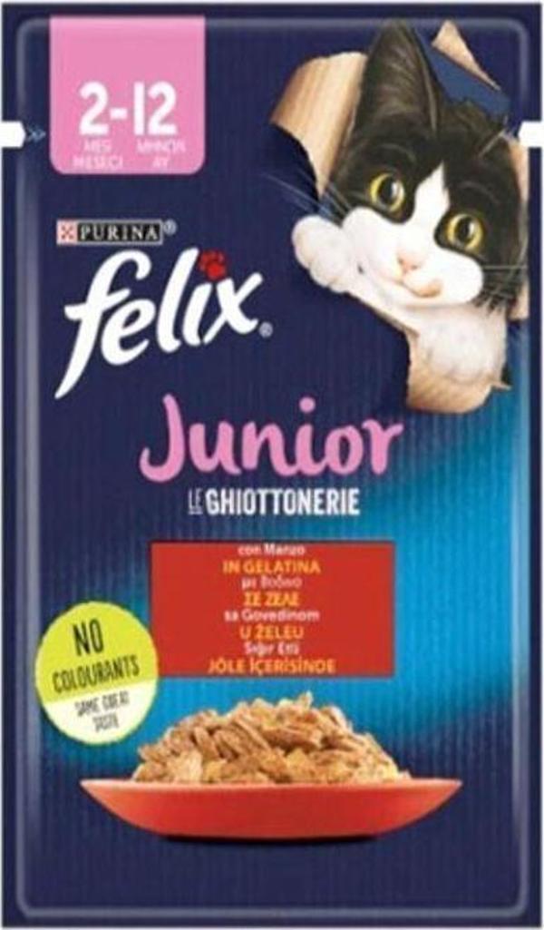 Felix Junior Sığır Etli Yavru Kedi Pouch 85 Gr X12 - Image 1