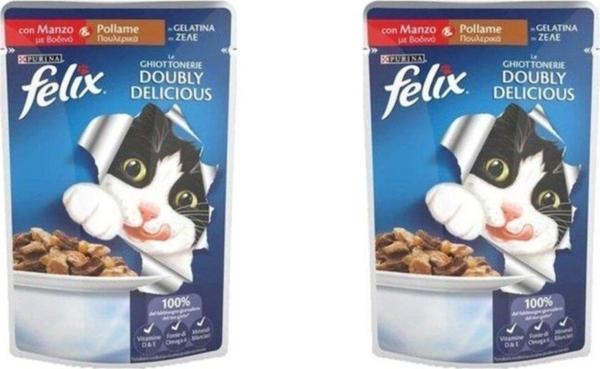 Felix Pouch Parça Etli Zengin Sığır Etli Kedi Maması 2X85 Gr - Image 1