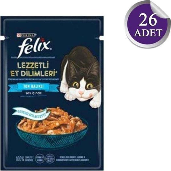 Felix Pouch Tasty Shreds Ton Balıklı Lezzetli Et Dilimleri Yaş Kedi Maması 80 Gr X 26 Adet - Image 1