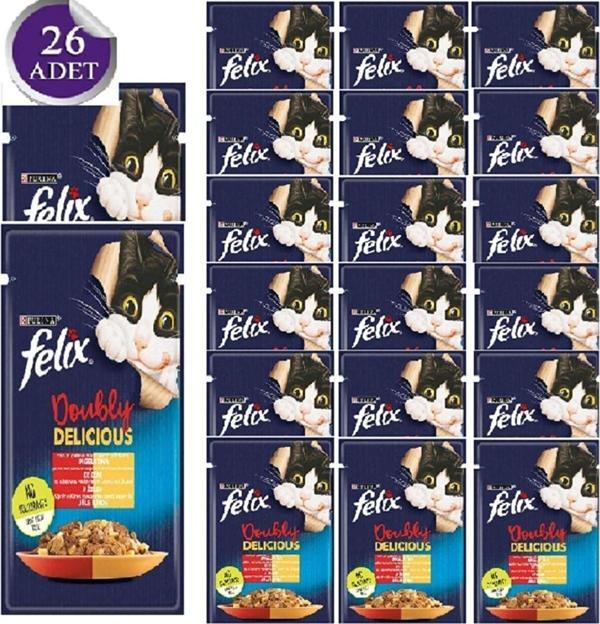 Felix Sığır Eti Ve Kümes Hayvanlı Karışımı Yetişkin Yaş Kedi Maması 85Gr X 26 Adet - Image 1