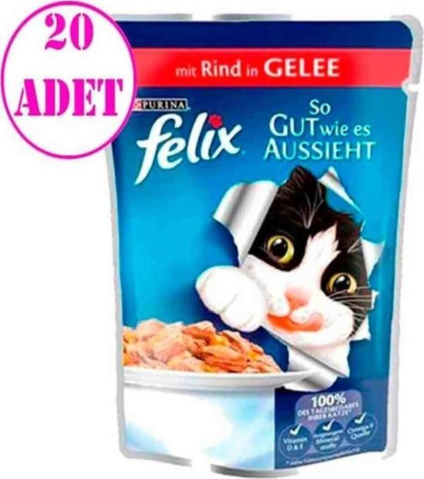 Felix Sığır Etli Yaş Kedi Maması 20 Adet - Image 1