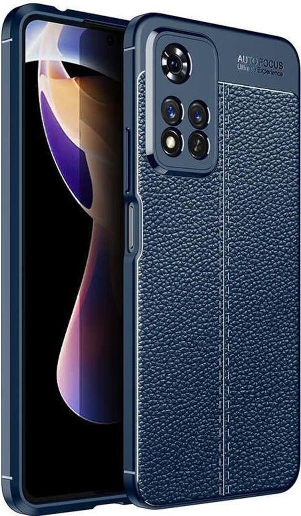 Kılıfmania Xiaomi Redmi Note 11 Pro Plus 5G Kılıf Darbe Korumalı Deri Görünümlü Silikon Arka Kapak - Lacivert - Image 1
