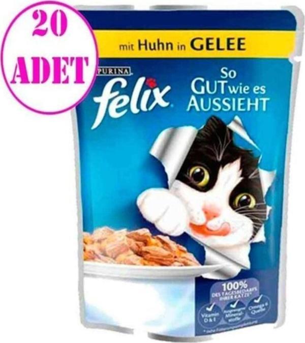 Felix Tavuk Etli Pouch Yetişkin Kedi Maması 20 Li Set - Image 1