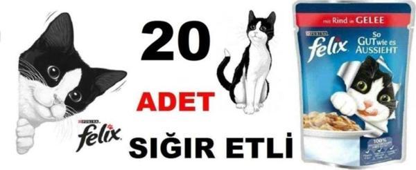 Felix Pouch 20 Adet X Sığır Etli Kedi Yaş Mama - Image 1