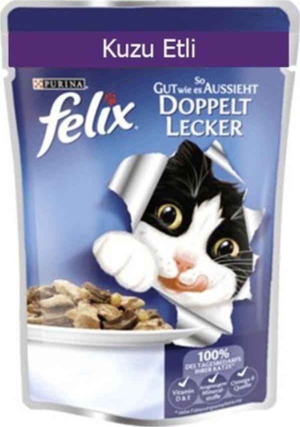 Felix Pouch 48 Adet X Kuzu Etli Kedi Yaş Mama - Image 1