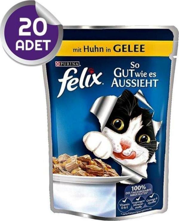 Felix Tavuklu Pouch Yetişkin Kedi Yaş Maması 20 Adet - Image 1