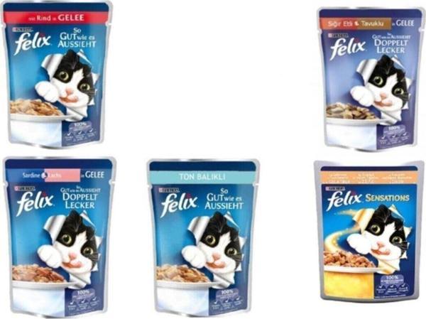 Felix Pouch Karışık Kedi Konserve Maması 5 Adet - Image 1