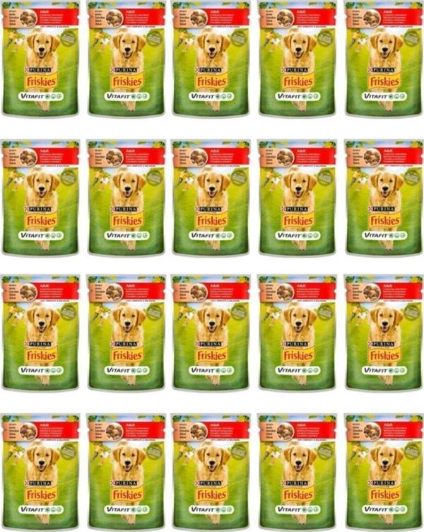 Friskies 20 Adet 100 Gr Sığır Etli Yaş Köpek Maması - Image 1