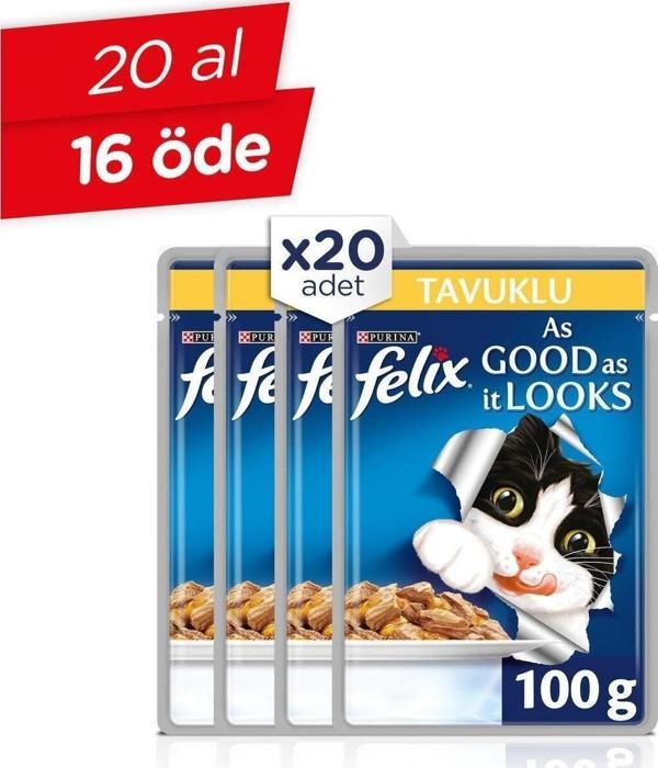 Felix Tavuklu Yetişkin Kedi Pouch 20 Adet - Image 1