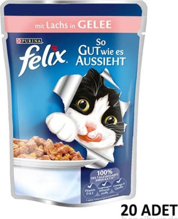 Felix Pouch Somonlu Yaş Kedi Maması 20 Adet - Image 1